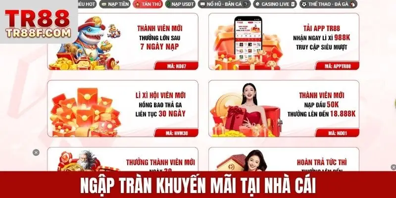 Ngập tràn khuyến mãi tại nhà cái