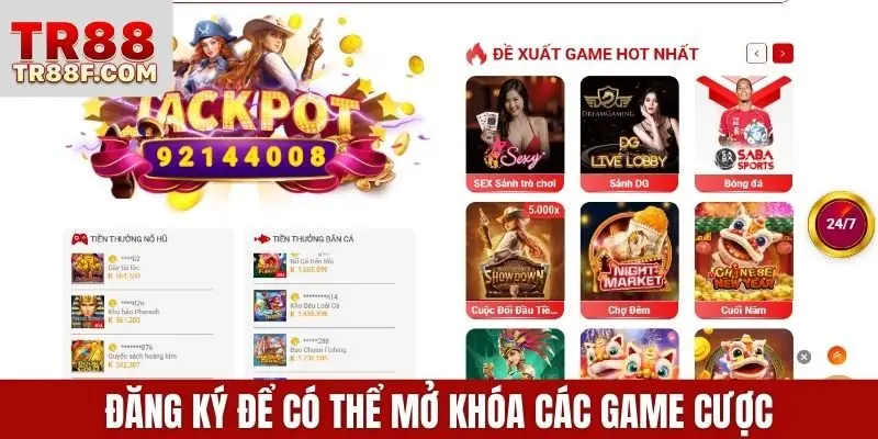 Đăng ký để có thể mở khóa các game cược